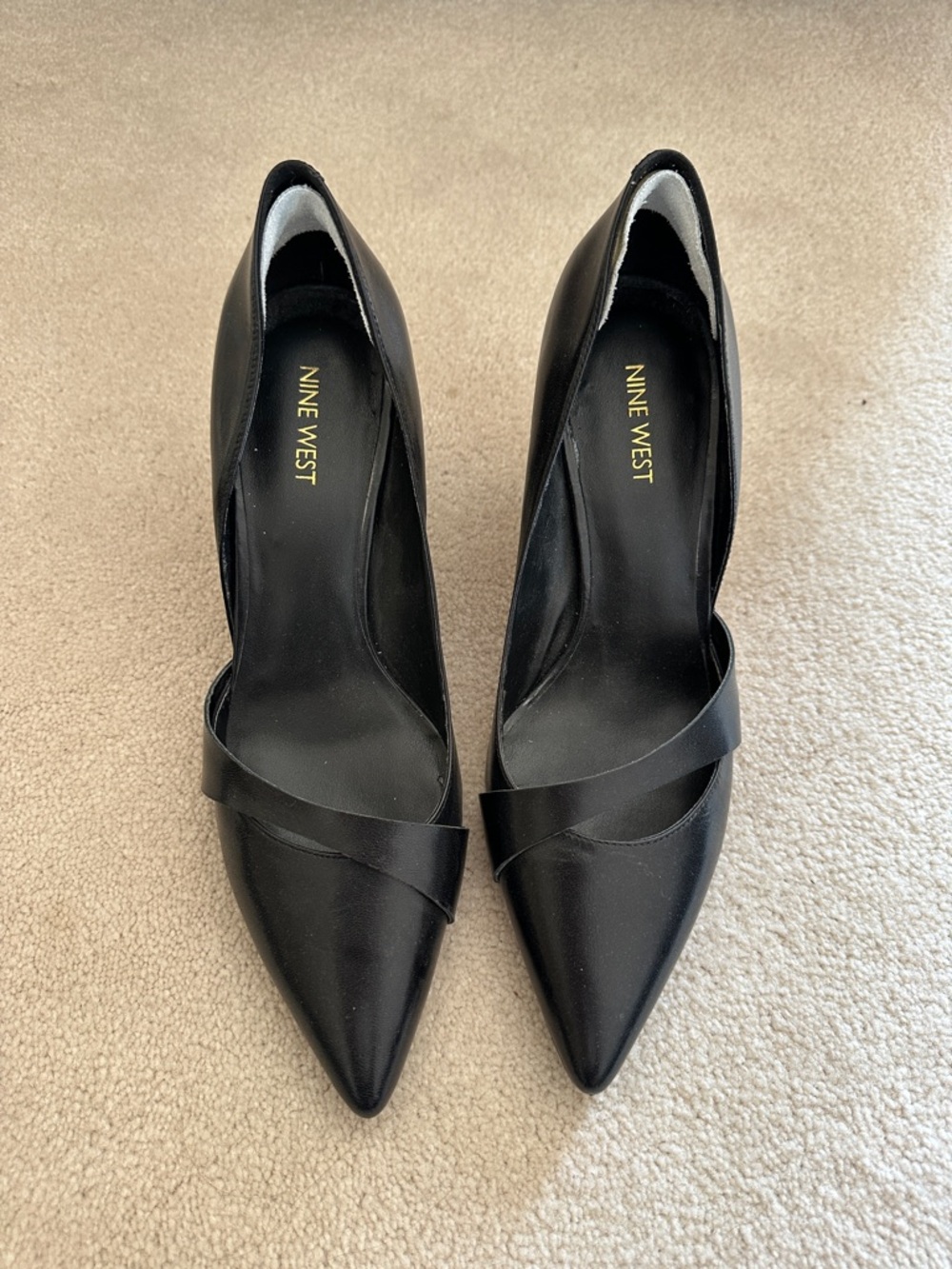 Nine West Black Pointed Toe D'Orsay Pumps with Crossover Strap